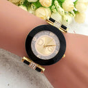 Black White Quartz Watch Elegant Minimalist Design Wristwatch