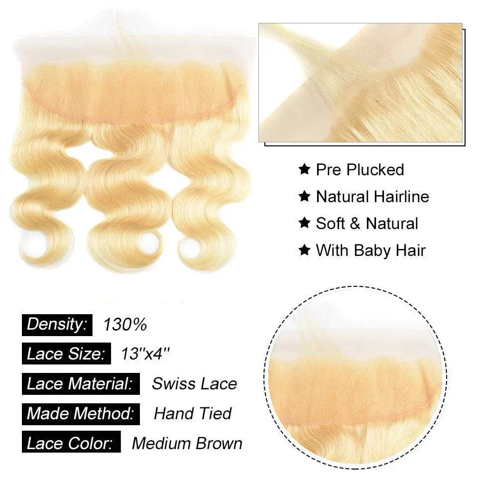Blonde Brazilian Body Wave Hair Bundle With Lace Frontal