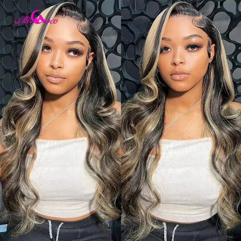 Blonde Highlight BodyWave LaceFront Wig 100 Percent RemyHair