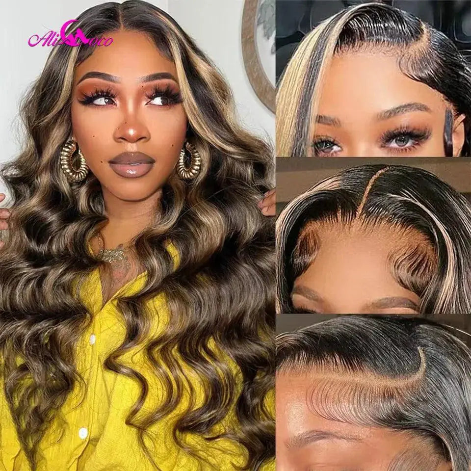 Blonde Highlight BodyWave LaceFront Wig 100 Percent RemyHair