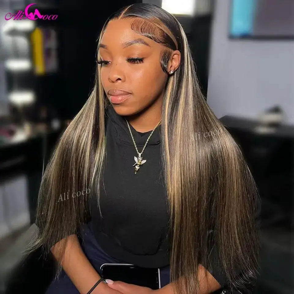 Blonde Highlight Lace Front Wig Brazilian Remy Hair