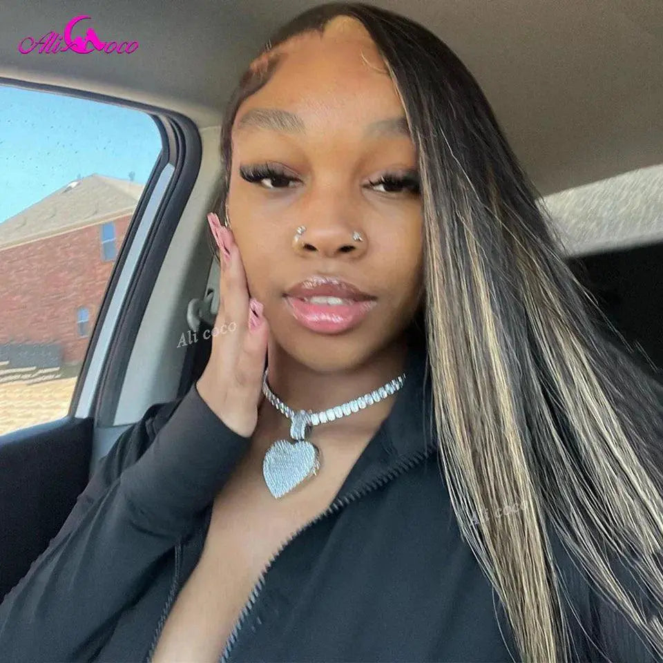 Blonde Highlight Lace Front Wig Brazilian Remy Hair
