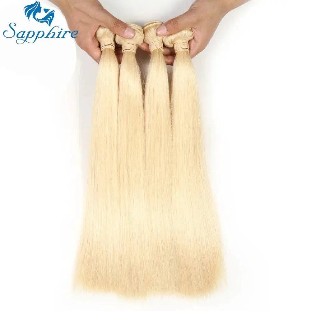 Blonde Sapphire Straight Human Hair Bundle Set Styles