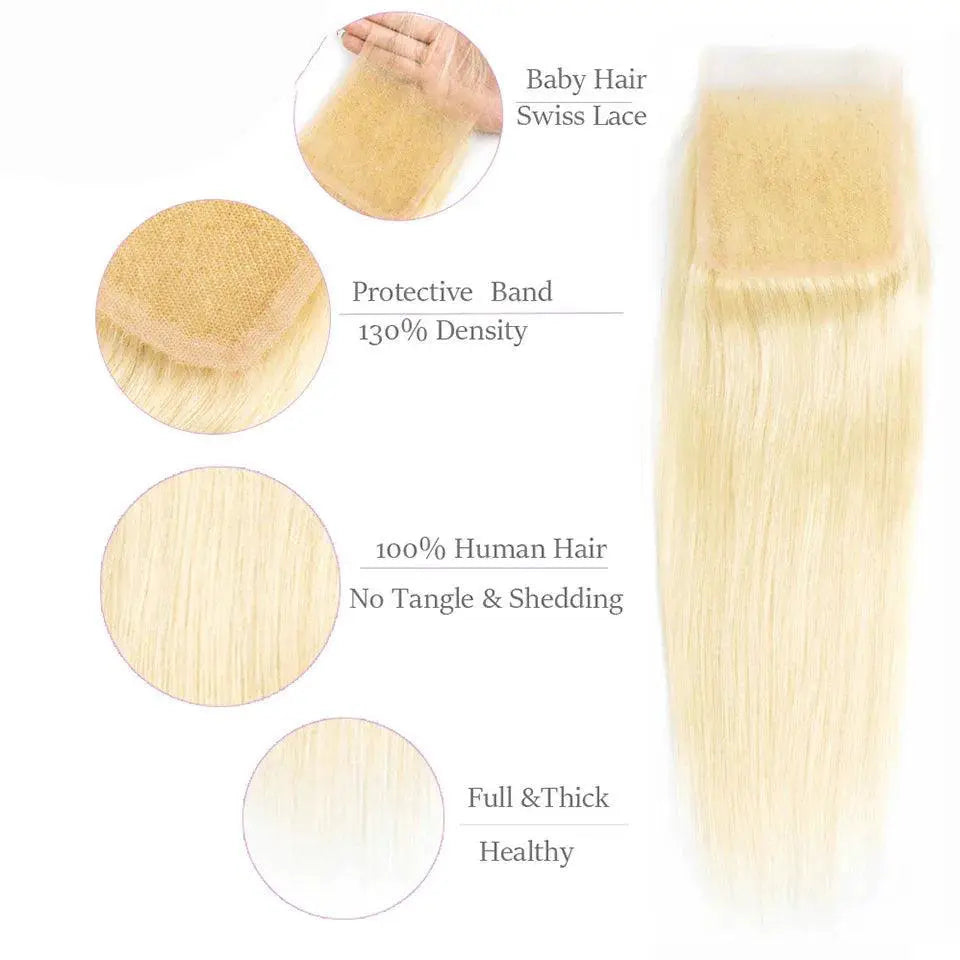 Blonde Sapphire Straight Human Hair Bundle Set Styles