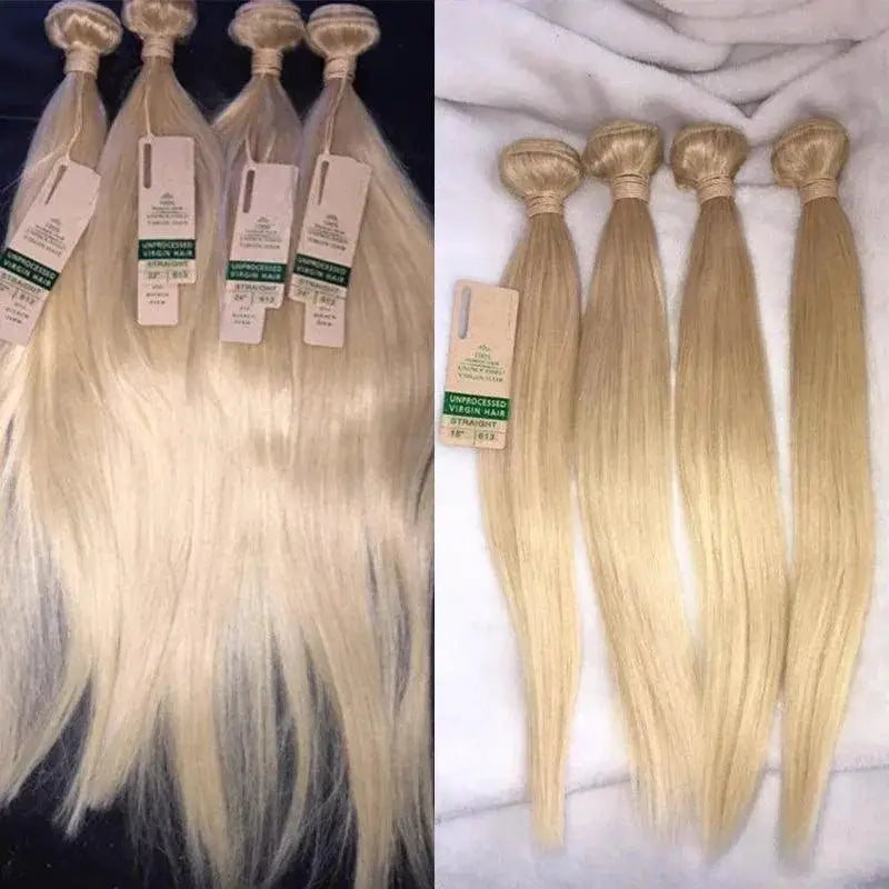 Blonde Sapphire Straight Human Hair Bundle Set Styles