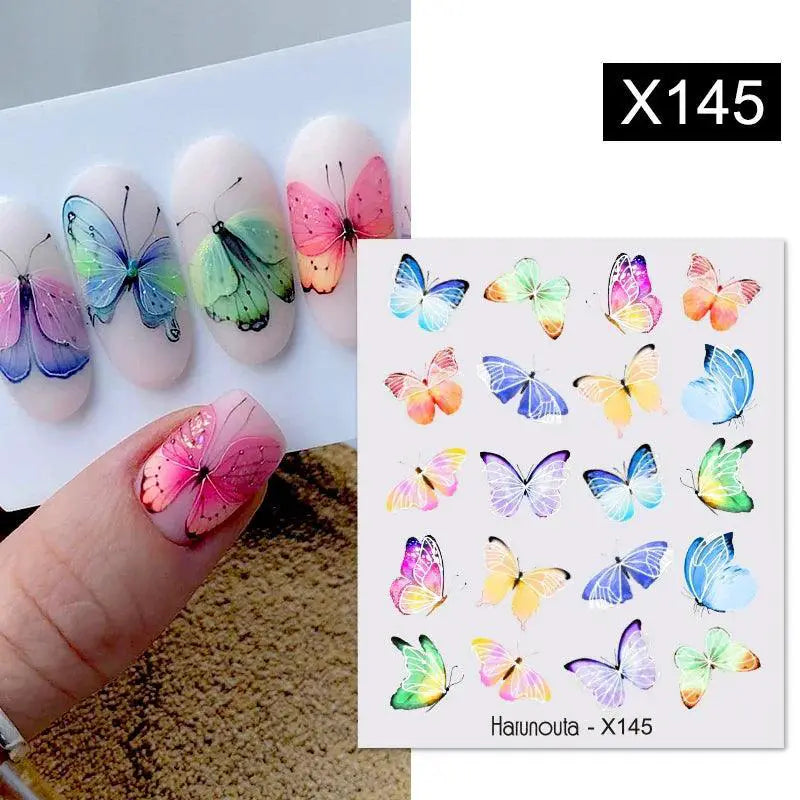 Blooming Butterfly Floral Nail Art Sticker Easy Application