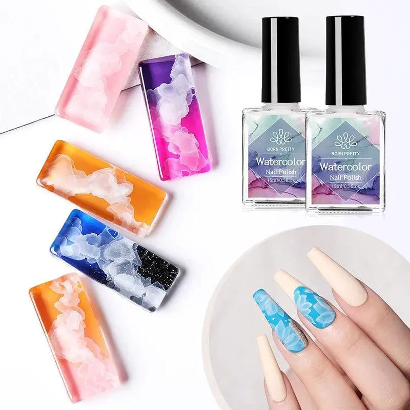 Blossoming Watercolor Nail Art Gel Polish Kit for Designs