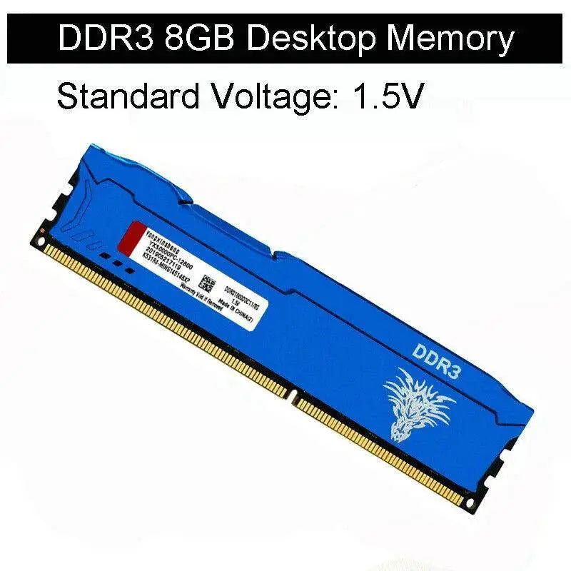 Blue DDR3 RAM 1600MHz 1866MHz CL11 Dual Channel Memory