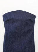 Blue Denim Strapless Backless Dress for Summer Evenings