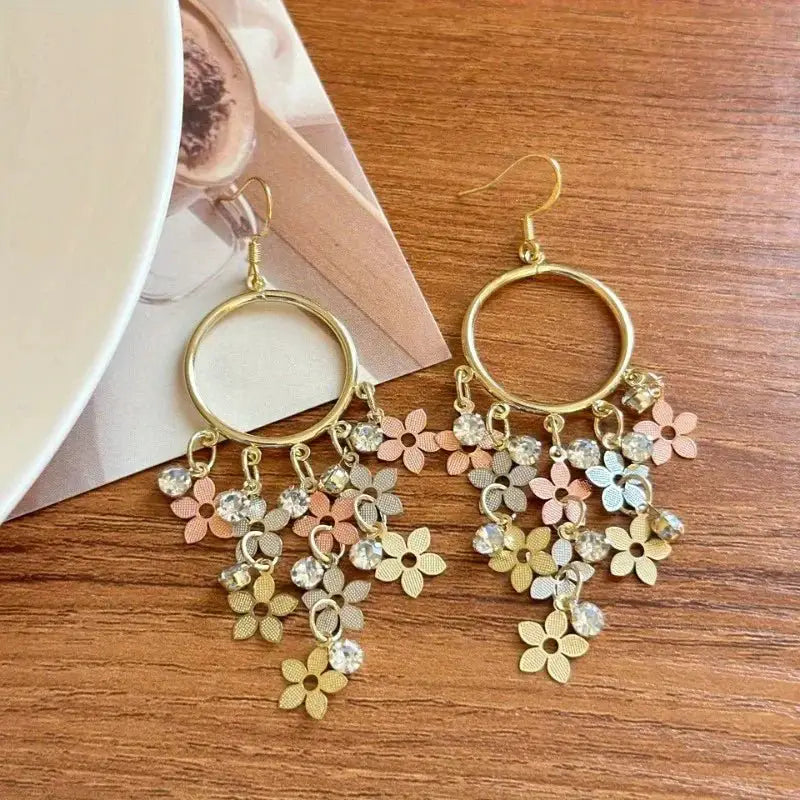 Bohemian Floral Fringe Pendant Earrings All Seasons