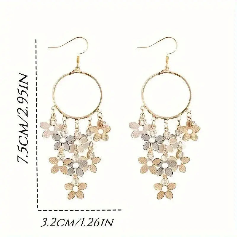 Bohemian Floral Fringe Pendant Earrings All Seasons