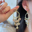 Bohemian Floral Fringe Pendant Earrings All Seasons