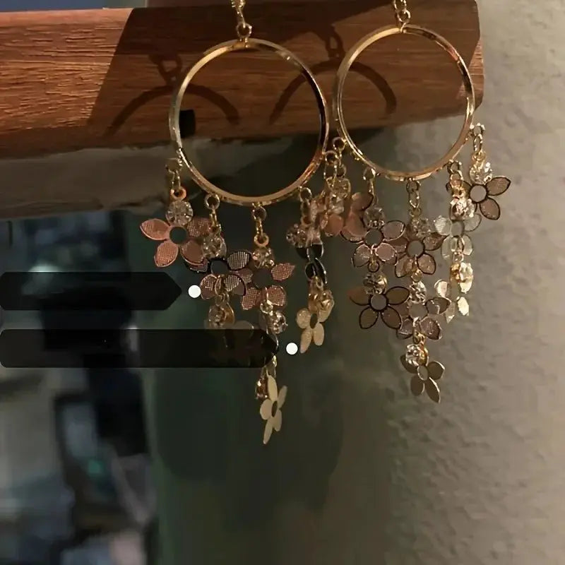 Bohemian Floral Fringe Pendant Earrings All Seasons
