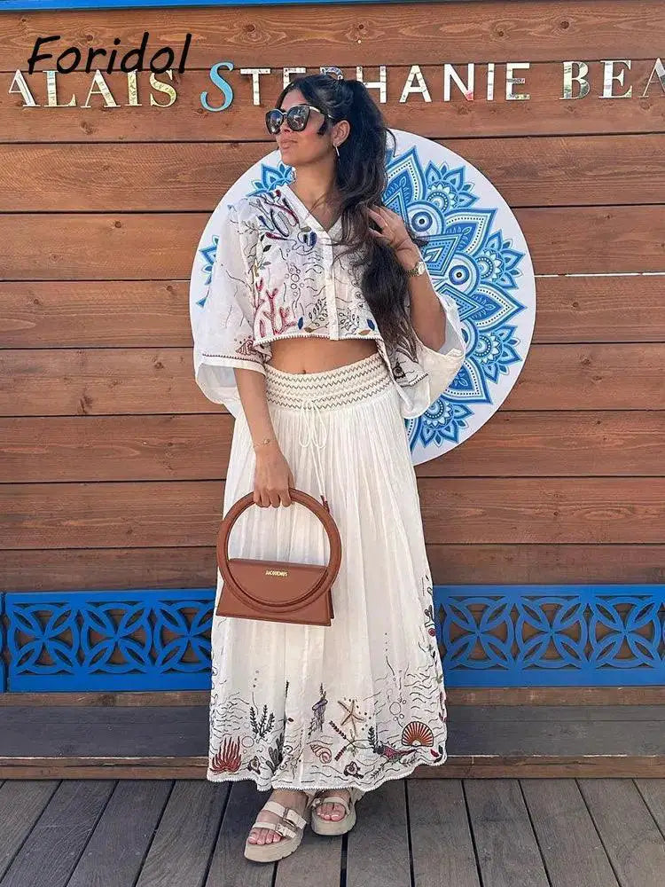 Boho - Chic Autumn Paisley Skirt Set Women Fall Fashion