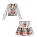 Boho-Chic Autumn Paisley Skirt Set Fall Fashion Women