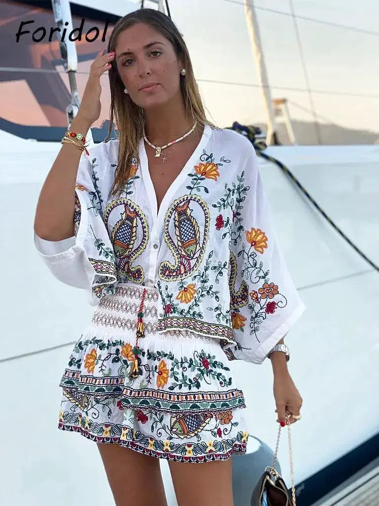 Boho - Chic Autumn Paisley Skirt Set Women Fall Fashion