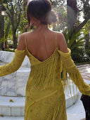Boho-Chic Embroidered Maxi Dress Elegant Split Back Style