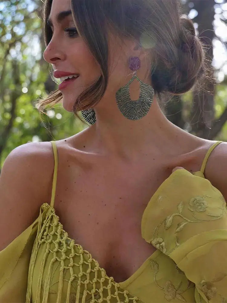Boho Chic Embroidered Maxi Dress Elegant Split Back Style