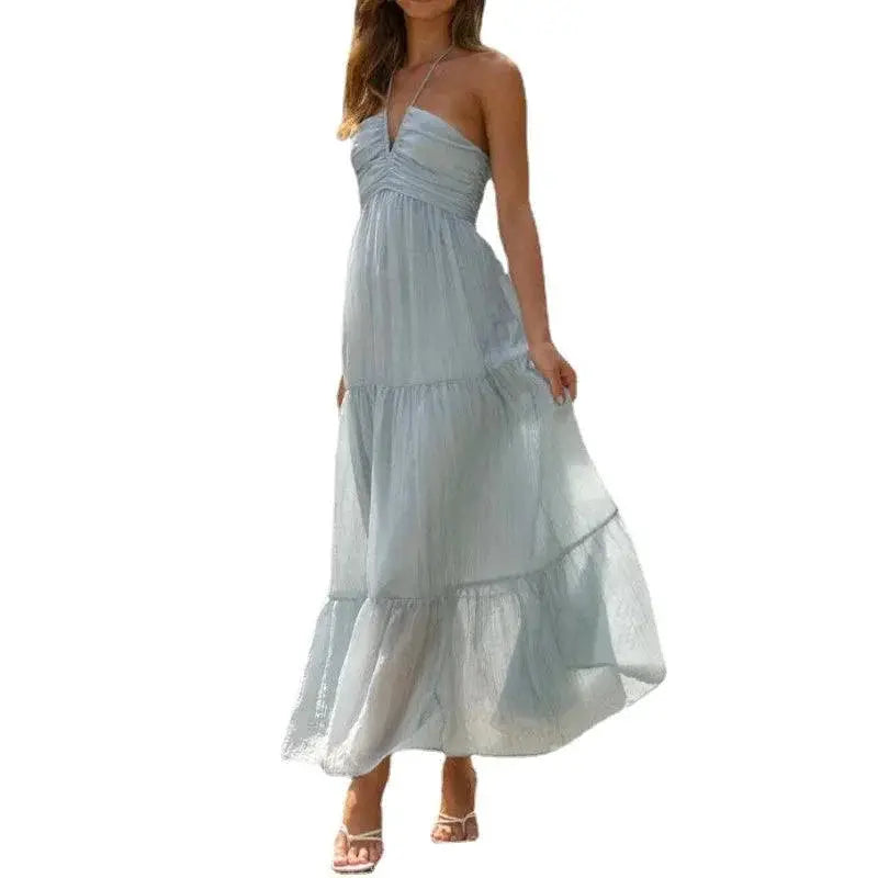 Boho Floral Maxi Dress Backless Summer Beach Chic Style