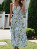 Boho Floral Maxi Dress Backless Summer Beach Chic Style