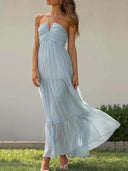 Boho Floral Maxi Dress Backless Summer Beach Chic Style