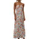Boho Floral Maxi Dress Backless Summer Beach Chic Style