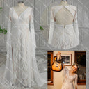 Elegant Bridal Boho Lace Backless Dress