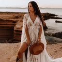 Elegant Bridal Boho Lace Backless Dress