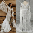 Elegant Bridal Boho Lace Backless Dress