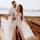 Elegant Bridal Boho Lace Backless Dress