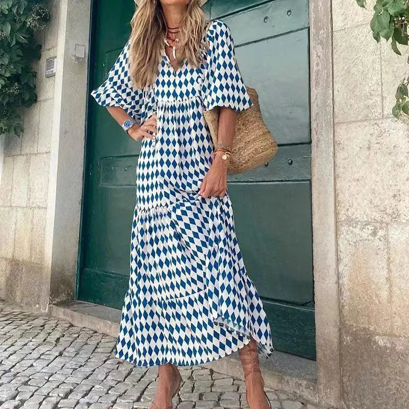 Boho Maxi Dress Floral V Neck Summer Style For Women
