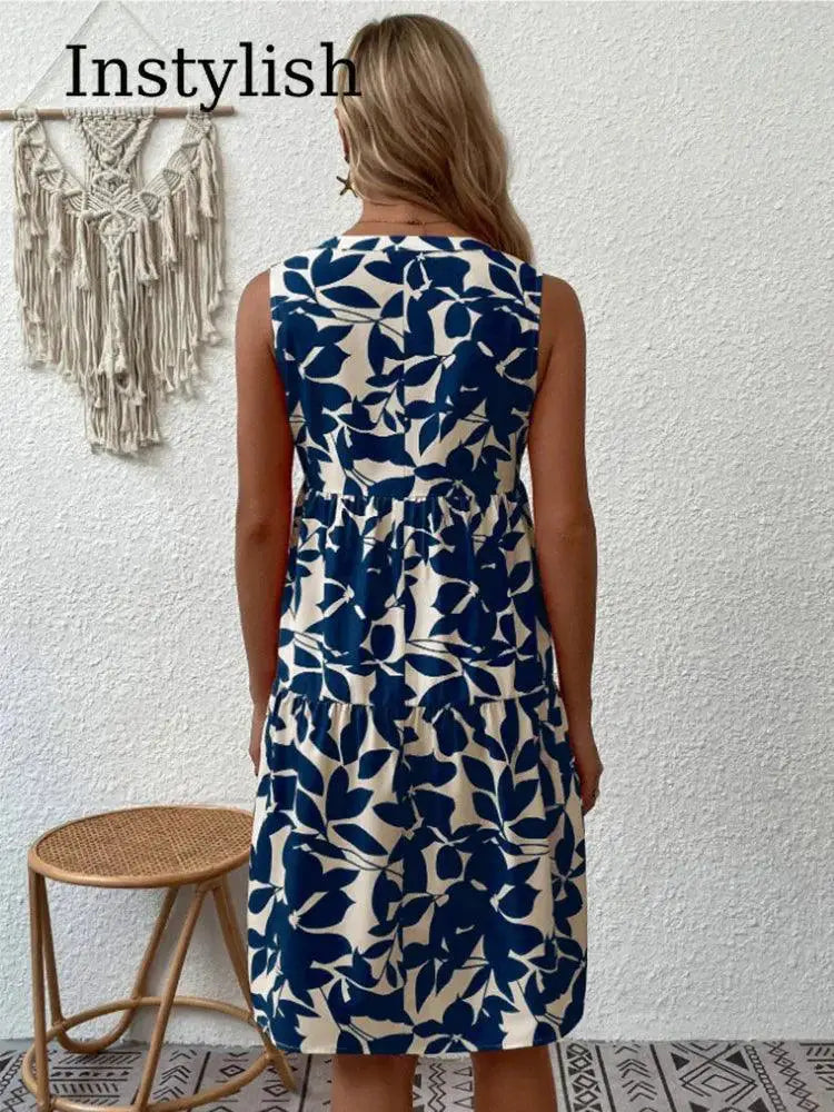 Boho Print V Neck Tank Dress Chic Summer Style Statement