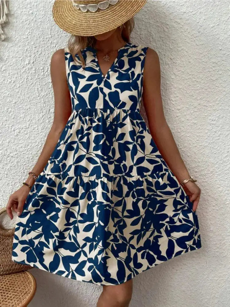 Boho Print V Neck Tank Dress Chic Summer Style Statement