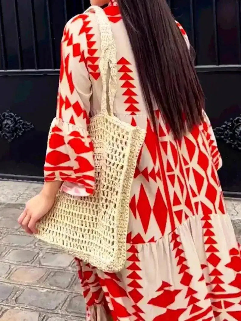 Boho Summer Maxi Dress Vintage Buttons Elegant Style