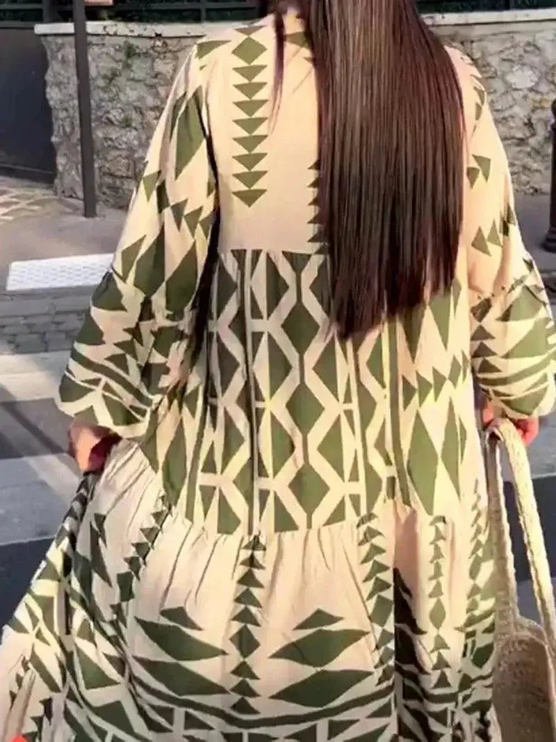 Boho Summer Maxi Dress Vintage Buttons Elegant Style