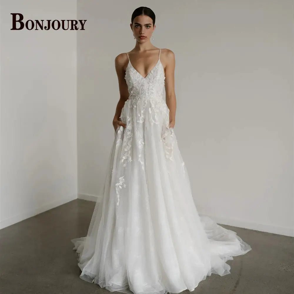 Bonjoury Mermaid Wedding Dress Luxurious Chapel Train Custom Bride Gown