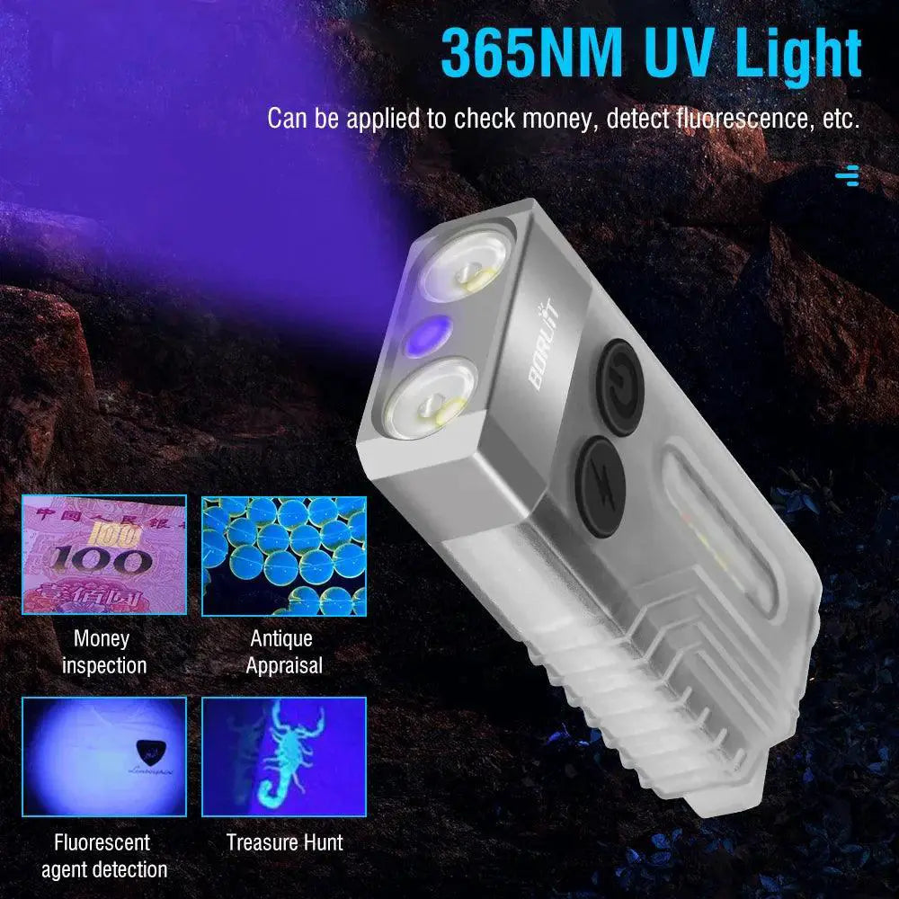 BORUiT V10 EDC Keychain Flashlight Versatile Mini Torch