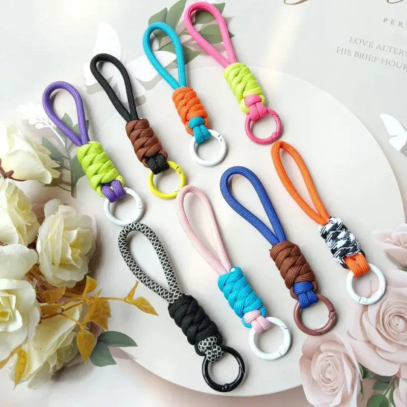 Braided Lanyard Keychain Anti Lost Keyring Accessory Kit
