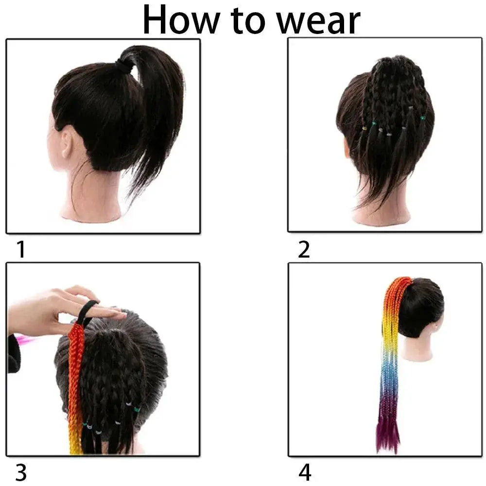 Braided Ponytail Hair Extension 60cm Elastic Rubber Band