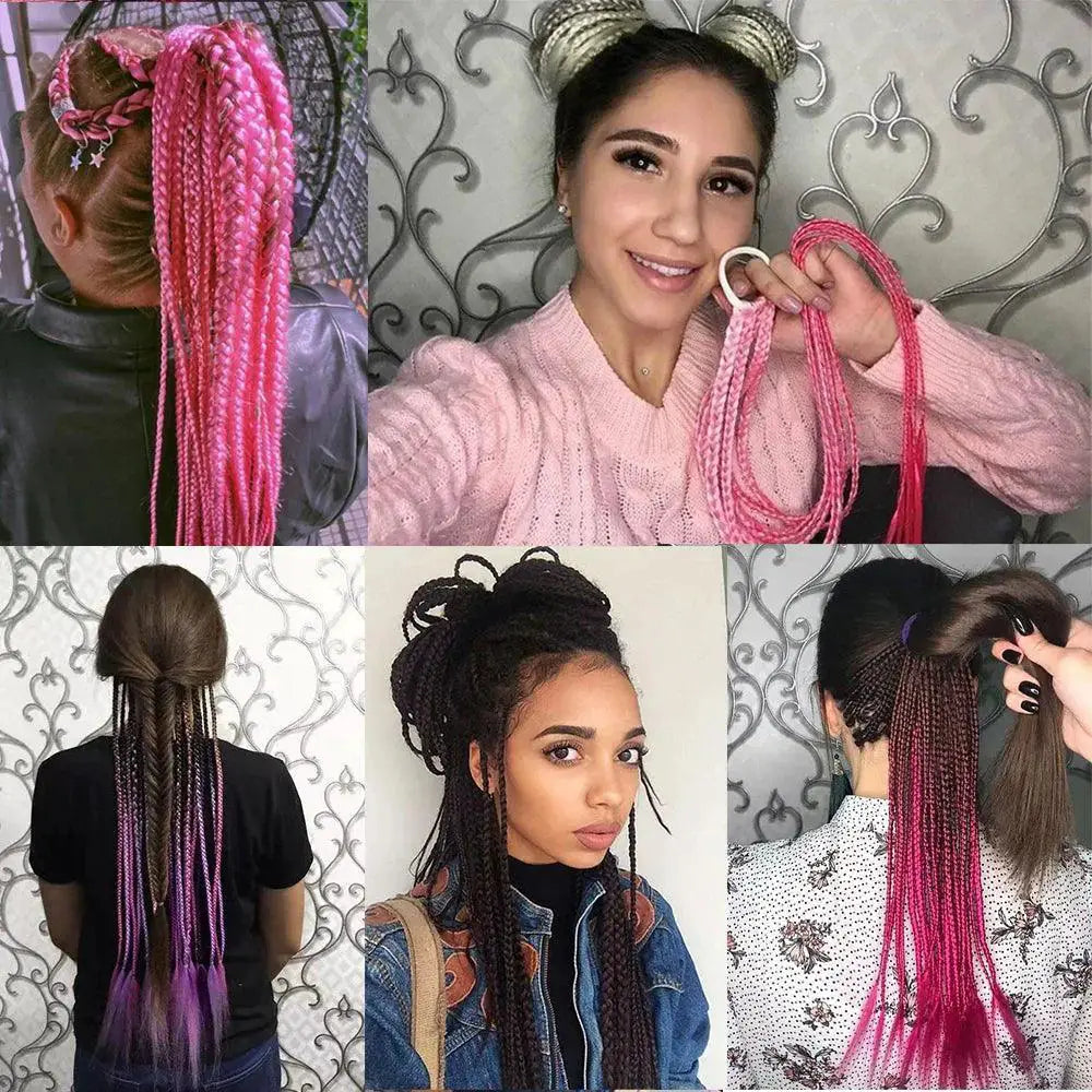 Braided Ponytail Hair Extension 60cm Elastic Rubber Band