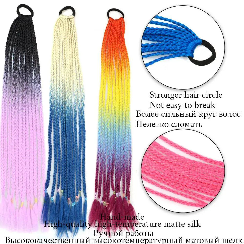 Braided Ponytail Hair Extension 60cm Elastic Rubber Band