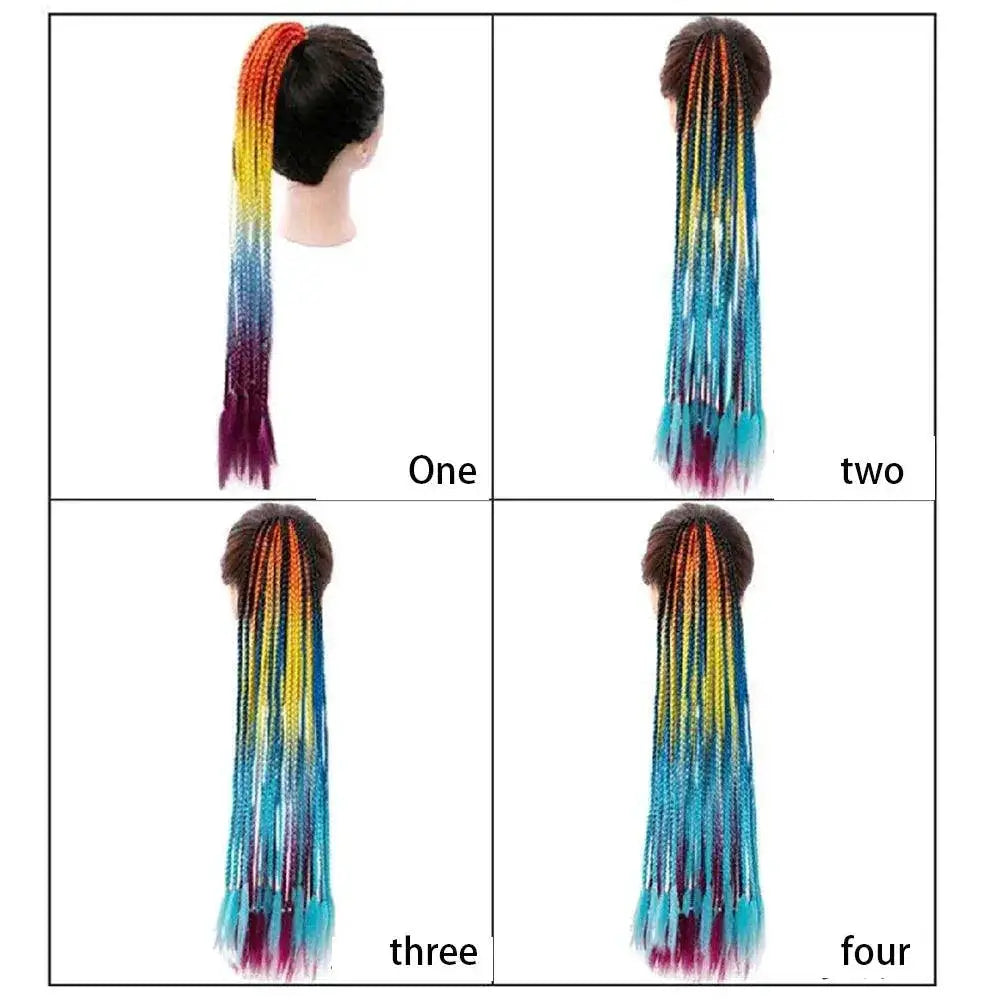 Braided Ponytail Hair Extension 60cm Elastic Rubber Band