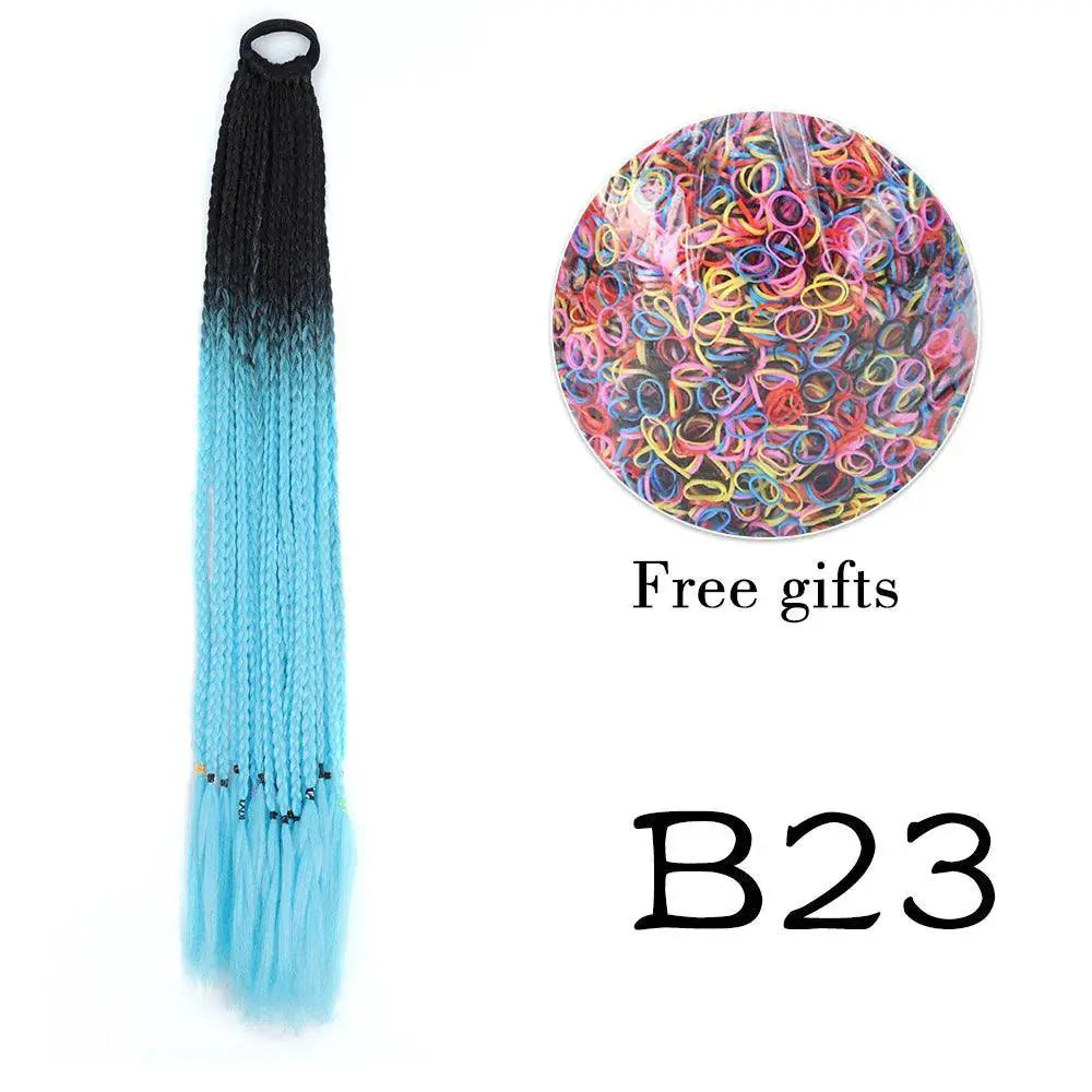 Braided Ponytail Hair Extension 60cm Elastic Rubber Band
