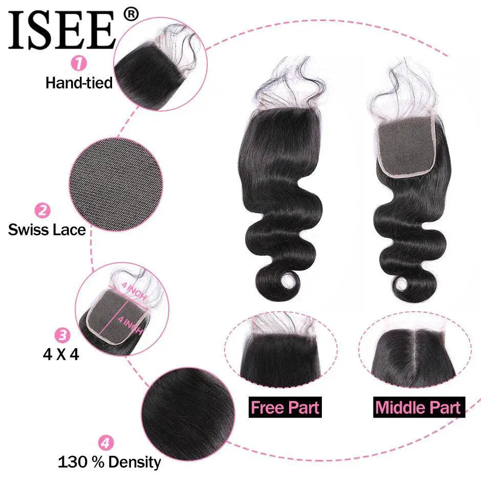 Brazilian Body Wave Hair Bundle Set With Closure Remy