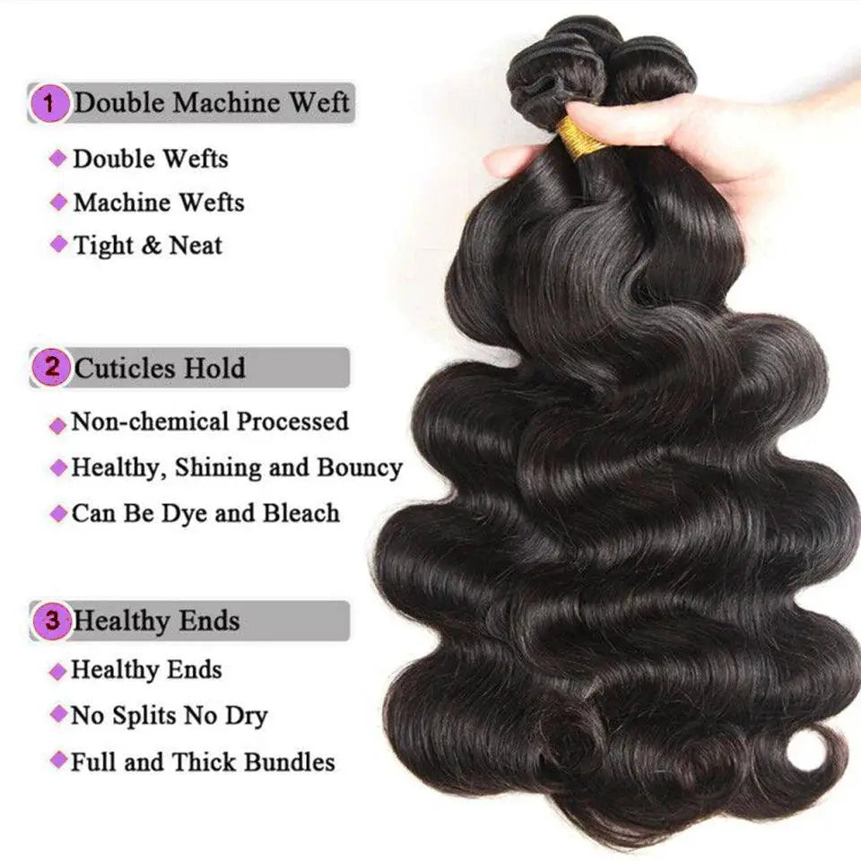 Brazilian Body Wave Hair Bundle Set With Lace Closure