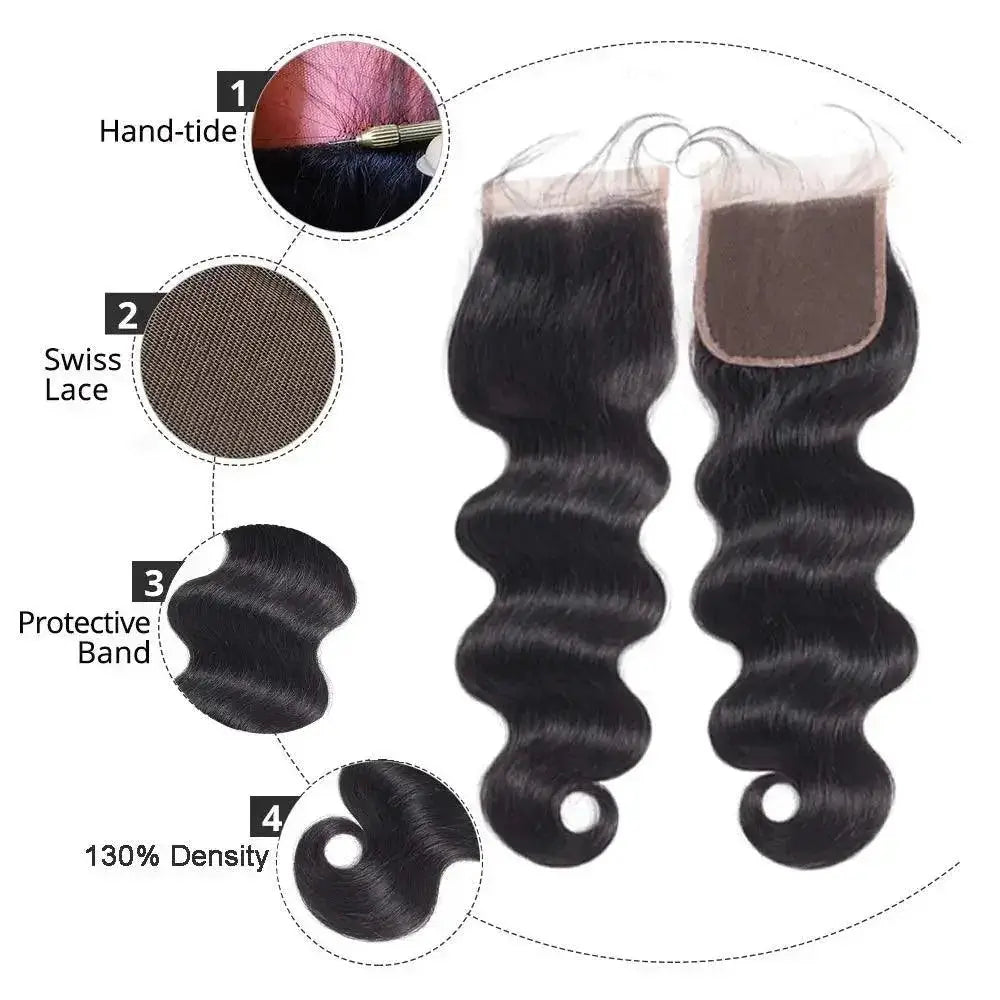Brazilian Body Wave Hair Bundle Set With Lace Closure Deal