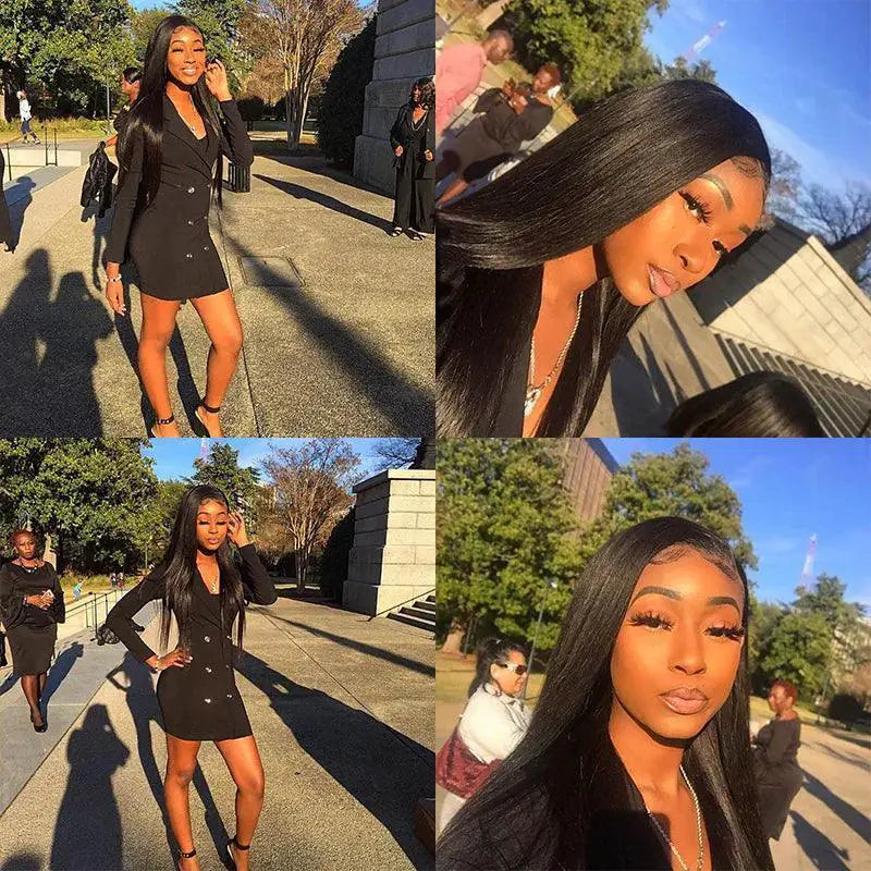 Brazilian Bone Straight Hair Bundle Set Closure 30 Inch