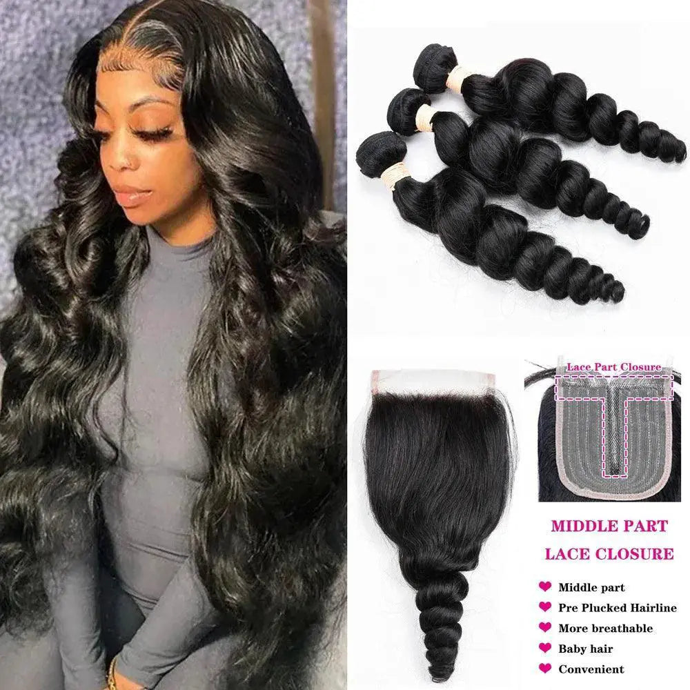 Brazilian Curly Deep Wave Hair Bundles With HD Lace Closure