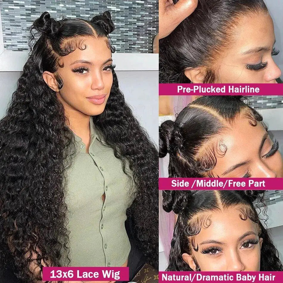 Brazilian Deep Wave HD Lace Frontal Wig Glueless Human Hair