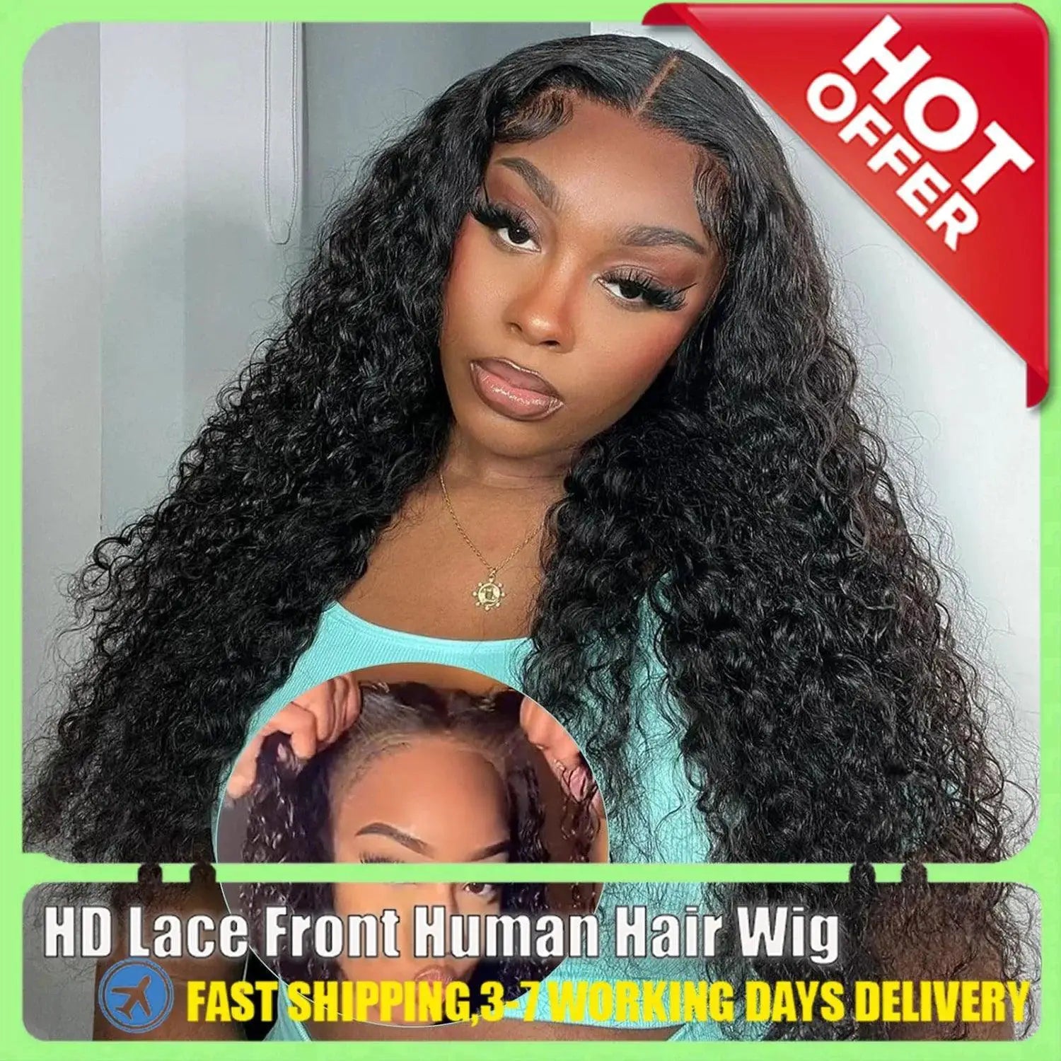 Brazilian Deep Wave HD Lace Frontal Wig Glueless Human Hair